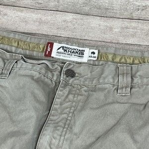 MOUNTAIN KHAKIS Mens 42X30 Khaki Relaxed Fit Outdoor Hiking Small Flawed Spots